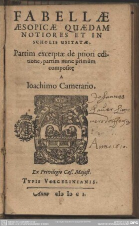 Fabellae Aesopicae quaedam notiores et in scholis usitatae ...