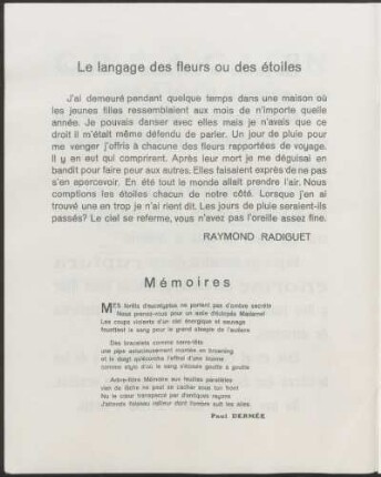 Le langage des fleurs ou des étoiles