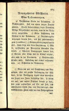 Neunzehnter Abschnitt. Von Träumereyen.