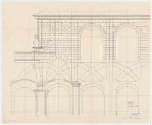 Thiersch, Friedrich von; München; Justizpalast - Mauer (Teilansicht, Schnitt)