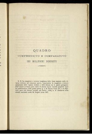 Quadro Comprensivo E Comparativo Dei Molluschi Descritti