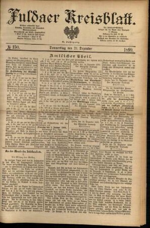 Erste Ausgabe vom Donnerstag, den 21. Dezember 1899.