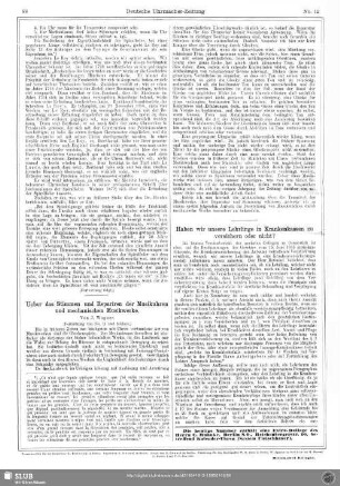 Ueber das Stimmen und Repariren der Musikuhren und mechanischen Musikwerke (Fortsetzung von No. 11 und Schluss)