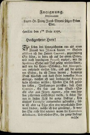 Zueignung.