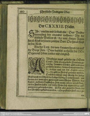 Der CXXXIII. Psalm