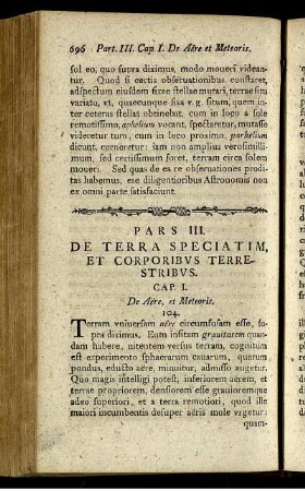 Pars III. De Terra Speciatim, Et Corporibus Terrestribus.