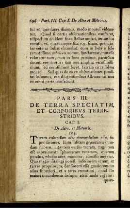 Pars III. De Terra Speciatim, Et Corporibus Terrestribus.