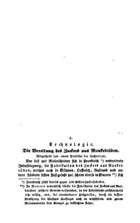 Technologie : die Bereitung des Zuckers aus Runkelrüben