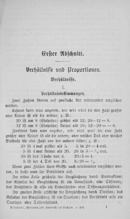 Erster Abschnitt. Verhältnisse und Proportionen.