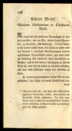 Achter Brief. Mariane Mühlmann an Christiane Reich
