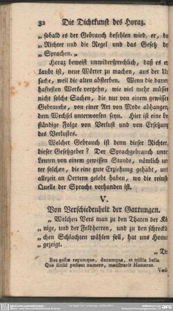 V. Von Verschiedenheit der Gattungen