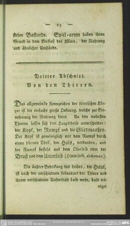 Dritter Abschnitt. Von den Thieren