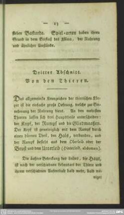 Dritter Abschnitt. Von den Thieren