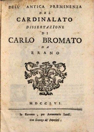 Dell'antica preminenza del cardinalato