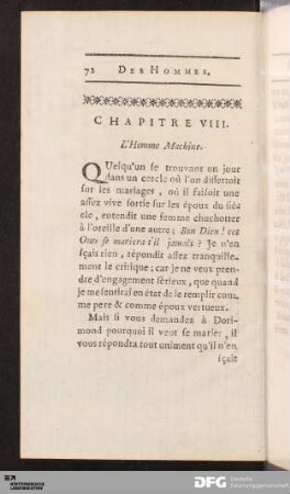 Chapitre VIII. L'Homme Machine.