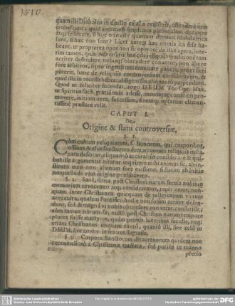 Caput I. De Origine & statu controversiae