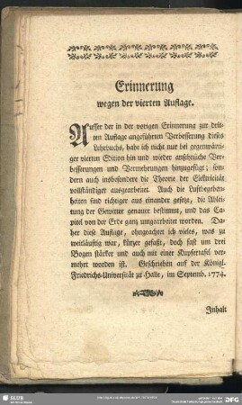 Erinnerung wegen der vierten Auflage