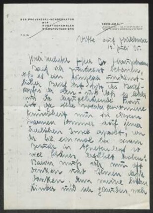 Brief von Elfriede Grundmann an Gerhart Hauptmann