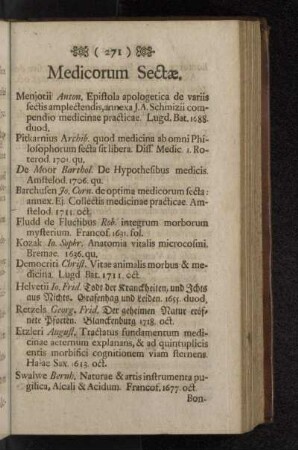 Medicorum Sectæ.
