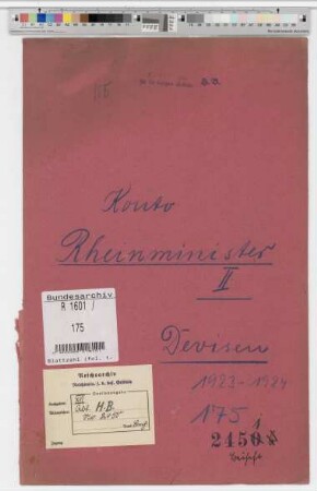 Konto Rheinminister II. Devisen
