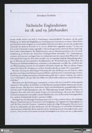 Sächsische Englandreisen im 18. und 19. Jahrhundert