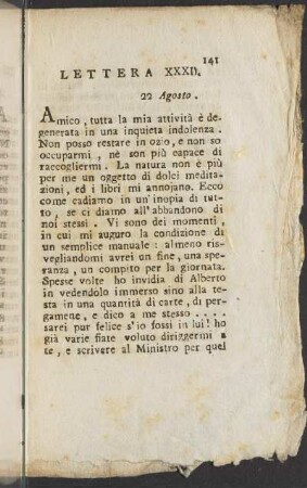 Lettera XXXII. 22 Agosto (unvollständig)