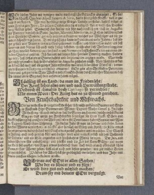 Von Fruchtbahrkeit und Mißwachs.