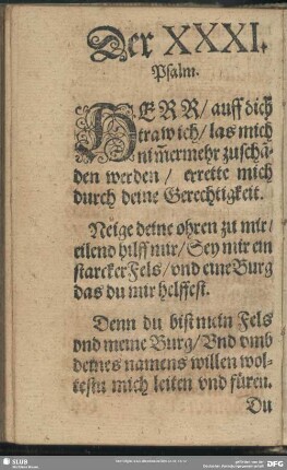 Der XXXI. Psalm