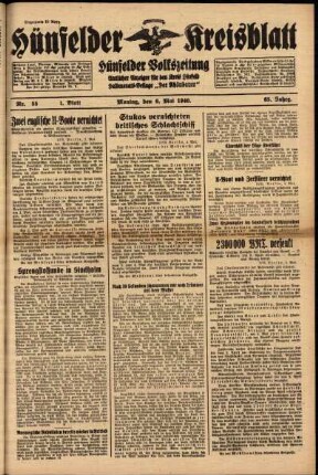 Erste Ausgabe vom Montag, den 06. Mai 1940.