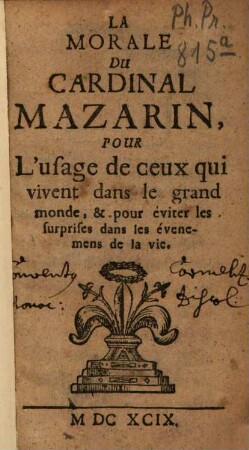 La Morale du Cardinal Mazarin