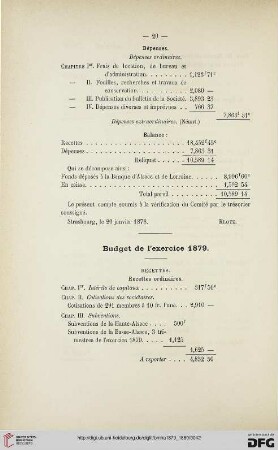Budget de l'exercice 1879