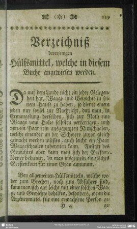Verzeichniß dererjenigen Hülfsmittel, welche in diesem Buche angewiesen werden