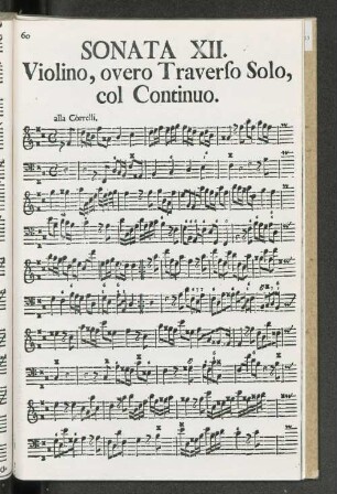 Sonata XII. Violino, overo Traversio Solo, col Continuo.
