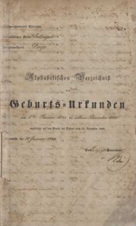 Dezennaltabellen 1833 - 1842 Geburten, Heiraten und Sterbefälle Dorp