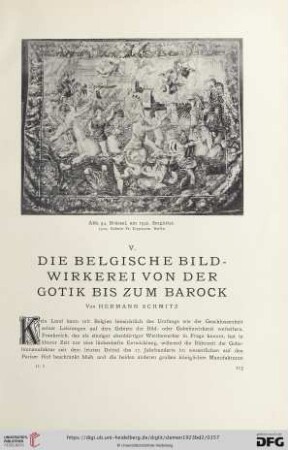 V. Die belgische Bildwirkerei von der Gotik bis zum Barock