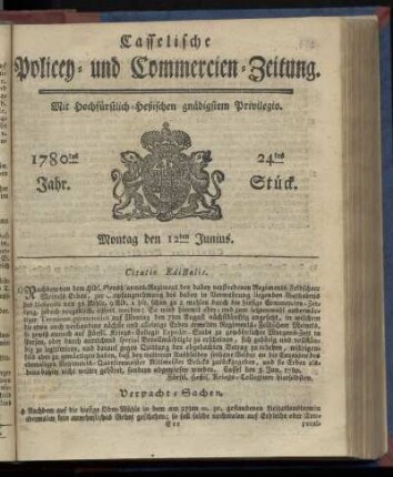 24tes Stück, Montag den 12ten Junius