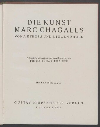 Die Kunst Marc Chagalls : mit 63 Abbildungen
