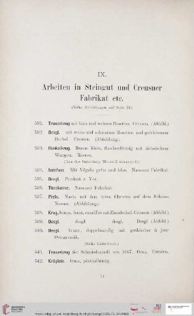 Arbeiten in Steingut und Creusner Fabrikat etc.