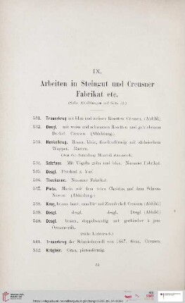 Arbeiten in Steingut und Creusner Fabrikat etc.