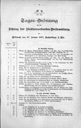 Tages-Ordnung, 23. Januar 1901