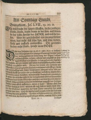 Am Sonntage Exaudi, Evangelium, Jes. LVII, 19.20.21