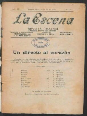 Un directo al corazón : comedia en dos cuadros