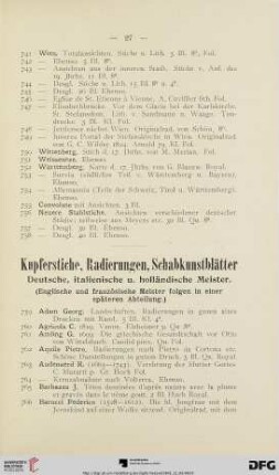 Kupferstiche, Radierungen, Schabkunstblätter (Nr. 759 - 1373)