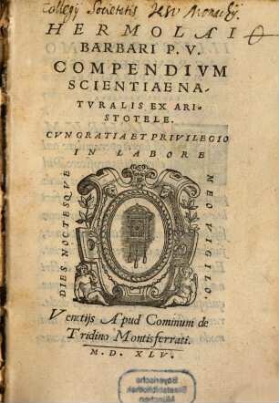 Compendium scientiae naturalis ex Aristotele