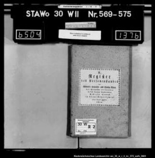 Zivilstandsregister Orxhausen (Kanton Gandersheim)