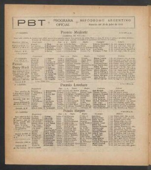 Hipódromo Argentino - Programa oficial