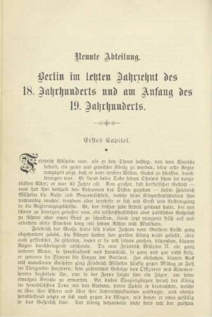 Neunte Abteilung. Berlin im letzten Jahrzehnt des 18. Jahrhunderts und am Anfang des 19. Jahrhunderts