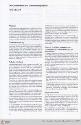 Dokumentation und Datenmanagement