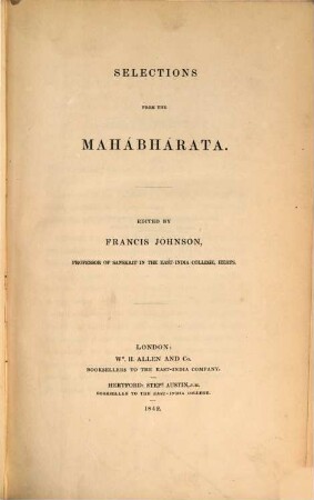 Selections from the Mahábhárata