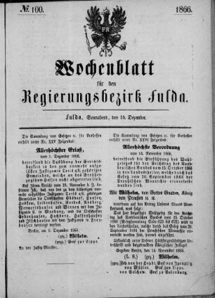 Nr. 100, Ausgabe vom 15. Dezember 1866